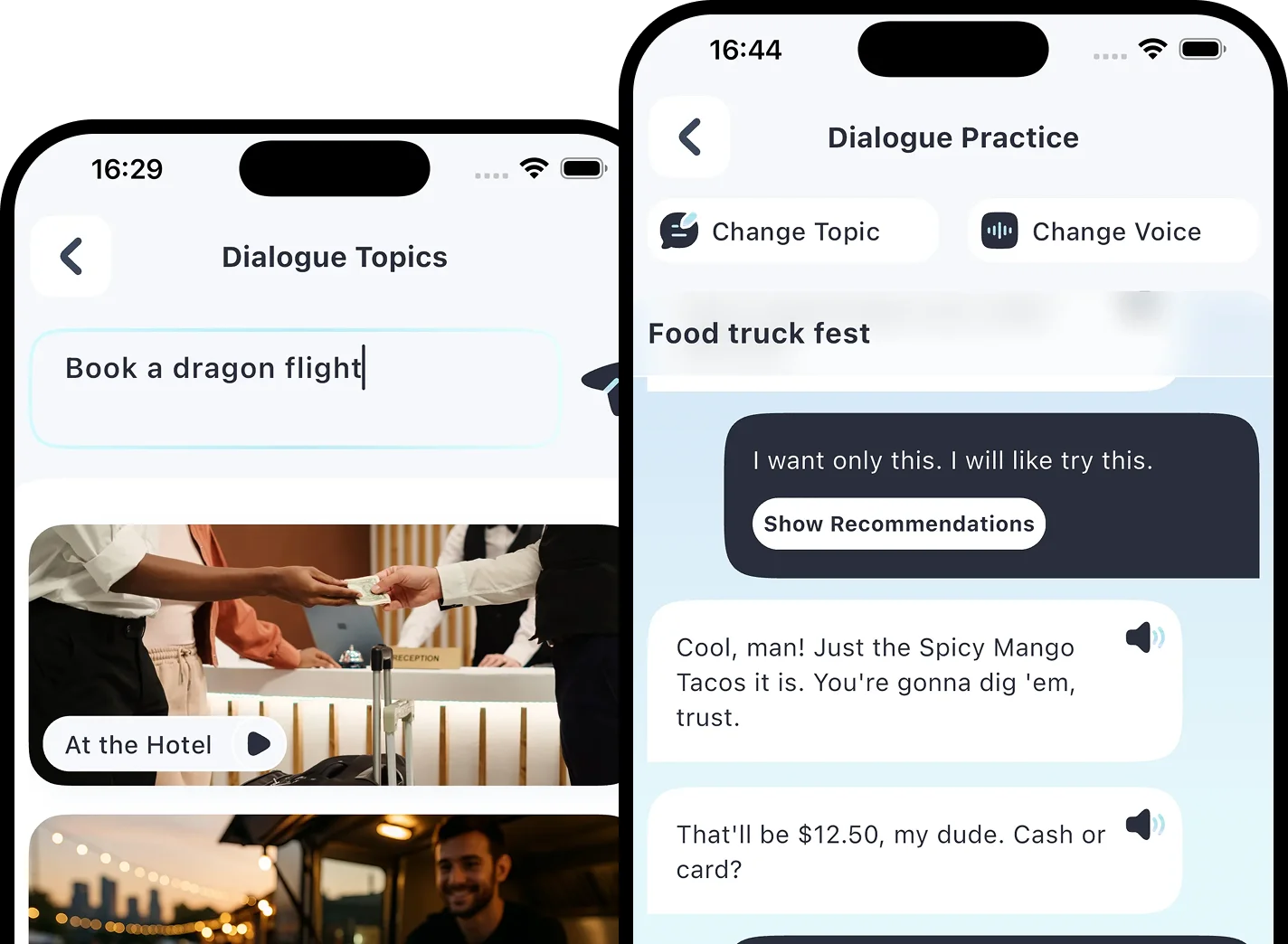 Voxee mobile screens